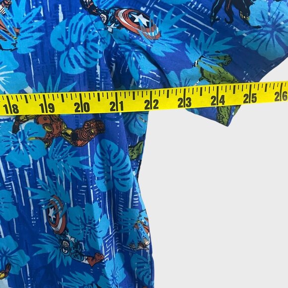 Marvel Avengers Tropical Hawaiian Shirt Blue Men's Large Short-Sleeve Button-Up - Picture 10 of 11